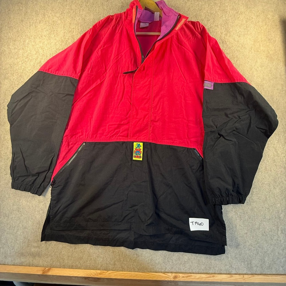 Vintage Xtreme Air Colorblock Anorak Jacket Red Black Purple 90s Windbreaker‎ XL